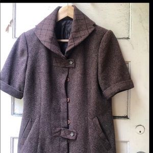 Vintage brown short sleeve snap front 70s style